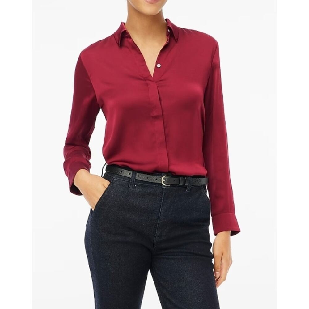 J. Crew Factory Drapey Satin Button-Up Top Size XS NWT